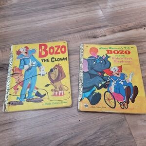 2 Bozo Vintage Little Golden Books 1968 and 1969